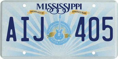 MS license plate AIJ405