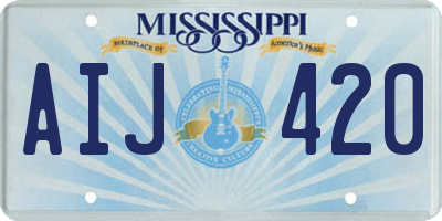 MS license plate AIJ420