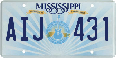 MS license plate AIJ431