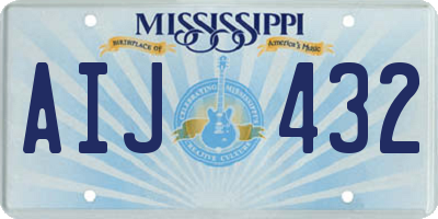 MS license plate AIJ432