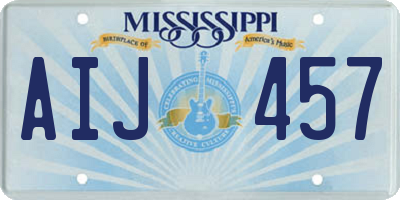MS license plate AIJ457