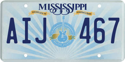 MS license plate AIJ467