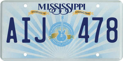 MS license plate AIJ478
