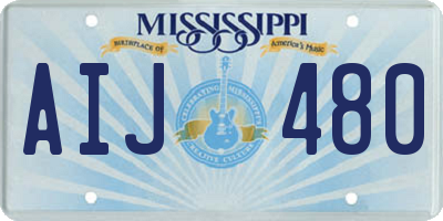 MS license plate AIJ480