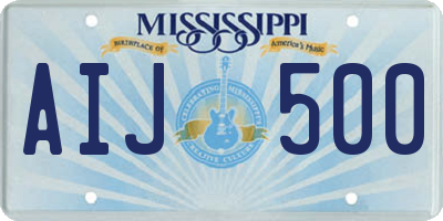 MS license plate AIJ500