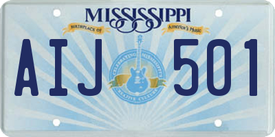 MS license plate AIJ501
