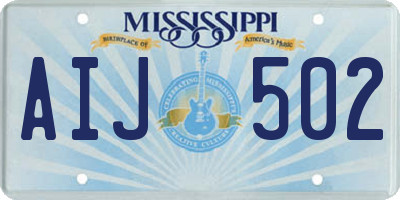 MS license plate AIJ502