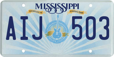 MS license plate AIJ503