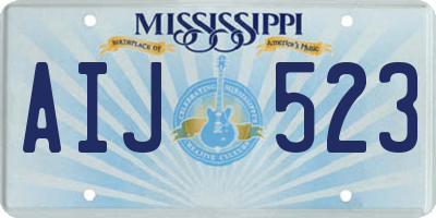 MS license plate AIJ523