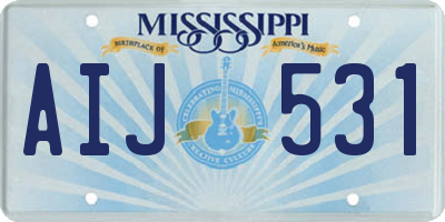 MS license plate AIJ531