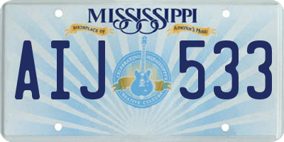 MS license plate AIJ533