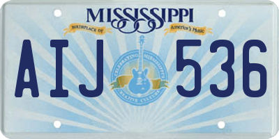 MS license plate AIJ536