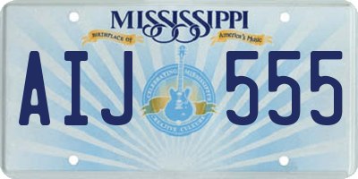 MS license plate AIJ555