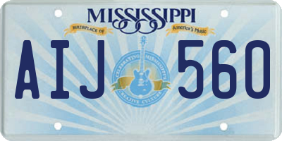 MS license plate AIJ560
