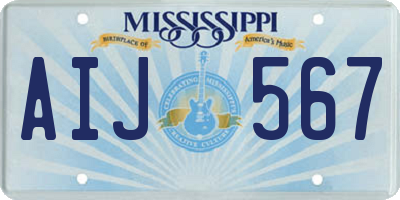 MS license plate AIJ567