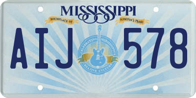 MS license plate AIJ578