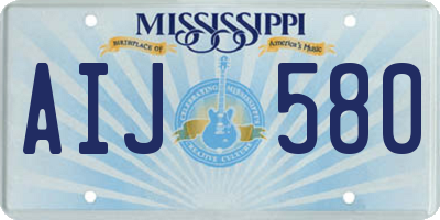 MS license plate AIJ580