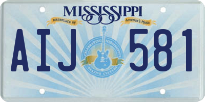 MS license plate AIJ581
