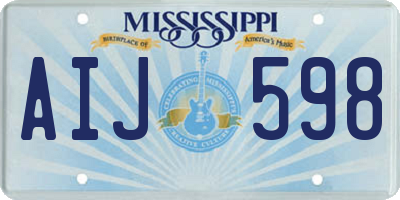 MS license plate AIJ598
