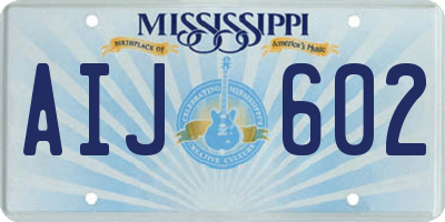 MS license plate AIJ602