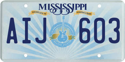 MS license plate AIJ603