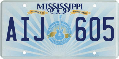 MS license plate AIJ605
