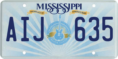MS license plate AIJ635