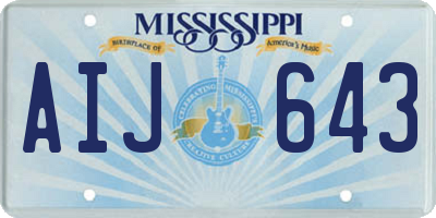 MS license plate AIJ643