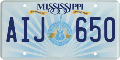 MS license plate AIJ650