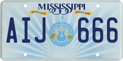 MS license plate AIJ666