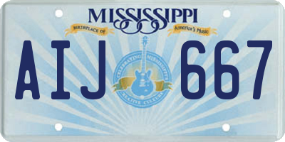 MS license plate AIJ667