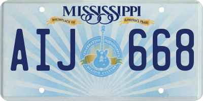 MS license plate AIJ668