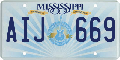 MS license plate AIJ669
