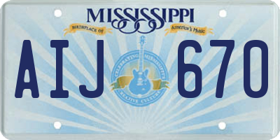 MS license plate AIJ670