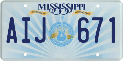 MS license plate AIJ671