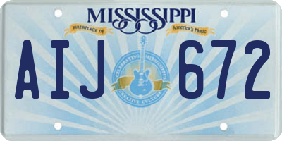 MS license plate AIJ672