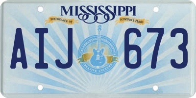 MS license plate AIJ673