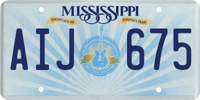 MS license plate AIJ675