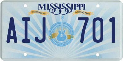 MS license plate AIJ701