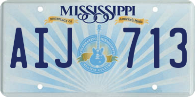 MS license plate AIJ713