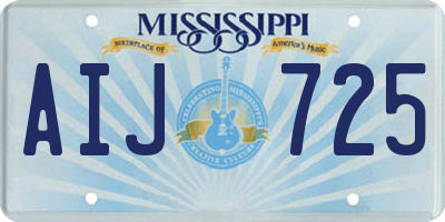 MS license plate AIJ725