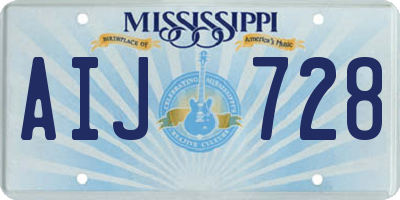 MS license plate AIJ728