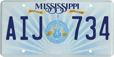 MS license plate AIJ734