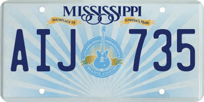MS license plate AIJ735