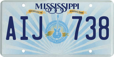 MS license plate AIJ738