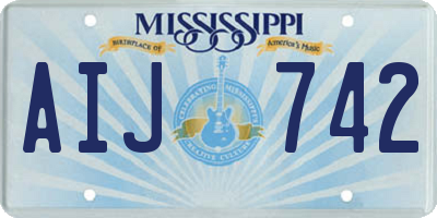 MS license plate AIJ742