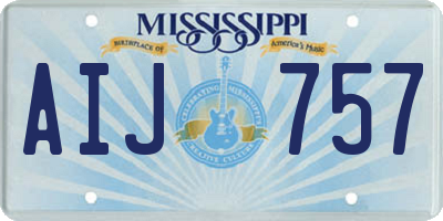 MS license plate AIJ757