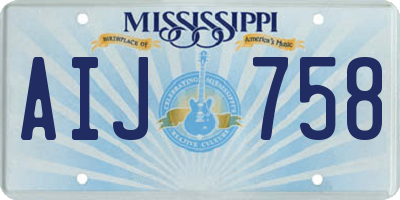 MS license plate AIJ758