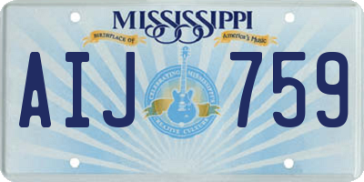 MS license plate AIJ759