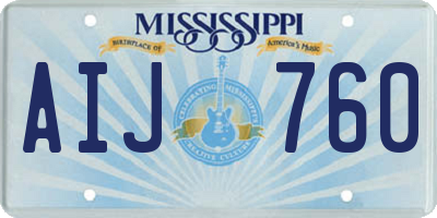 MS license plate AIJ760